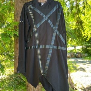 Killstar Pentagram Black Asymmetrical Oversized Hoodie Jacket Rare Deadstock